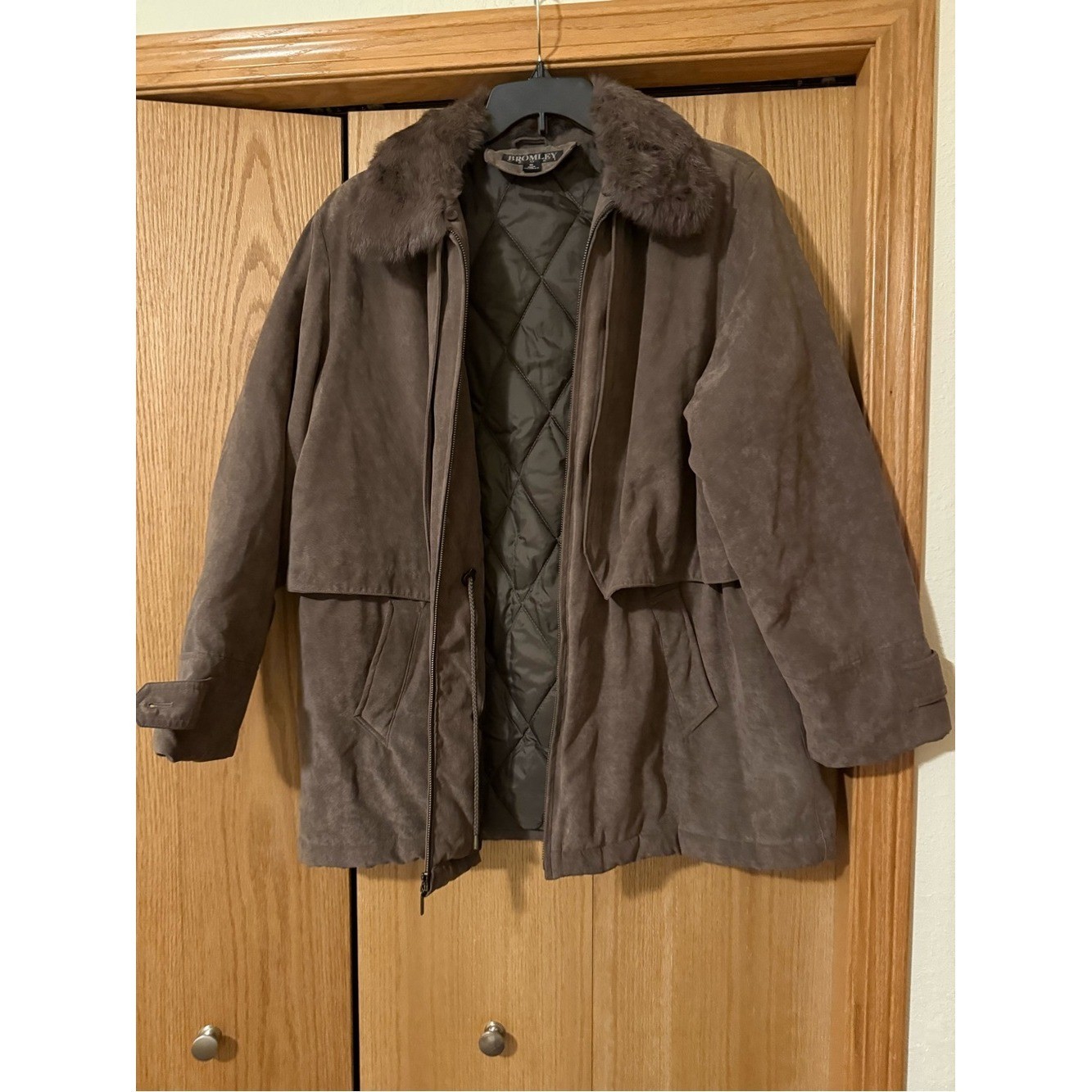 Bromley Sport Vintage Brown Suede Coat with Fur Collar