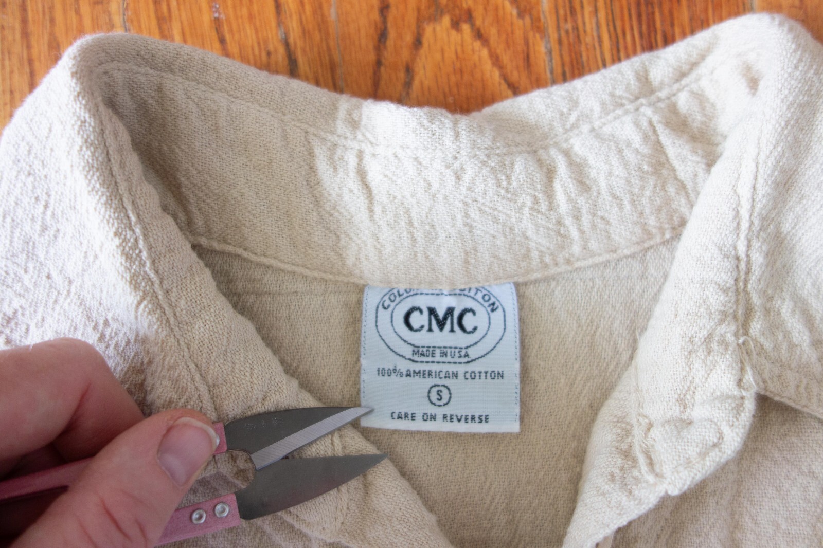 Vtg CMC Color Me Cotton Midi/Maxi Long Sleeve Shirt Dress W’s S, Natural, USA