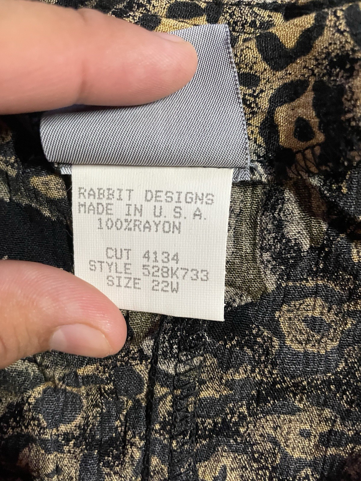 VTG 80s rabbit Designs Women’s All Over Print Leopard 2 Piece Dress Size 22W