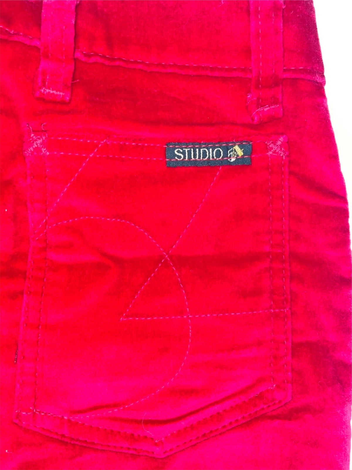 VTG 70S 80S WOMENS 25 X 32 STUDIO 54 DISCO RETRO RED VELOUR FASHION JEANS PANTS