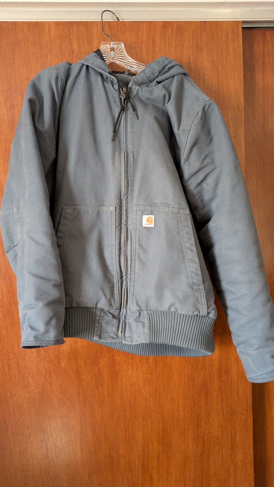 Women’s Vintage Carhartt XL Canvas Work Chore Coat Hooded Warm Gravel Color