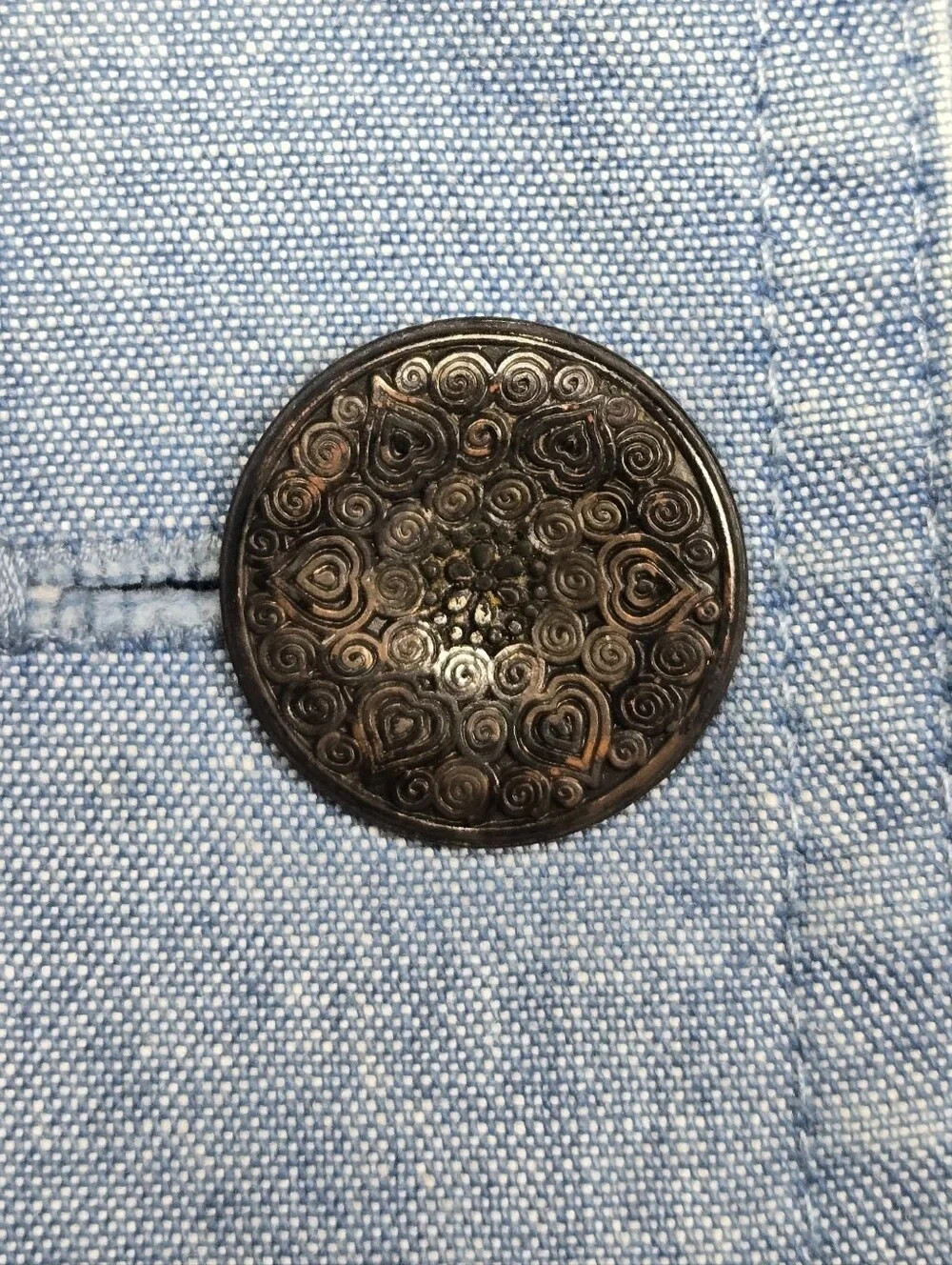 VTG Stonebridge Studded Chambray Denim Shirt Jacket Western USA Plus 22W