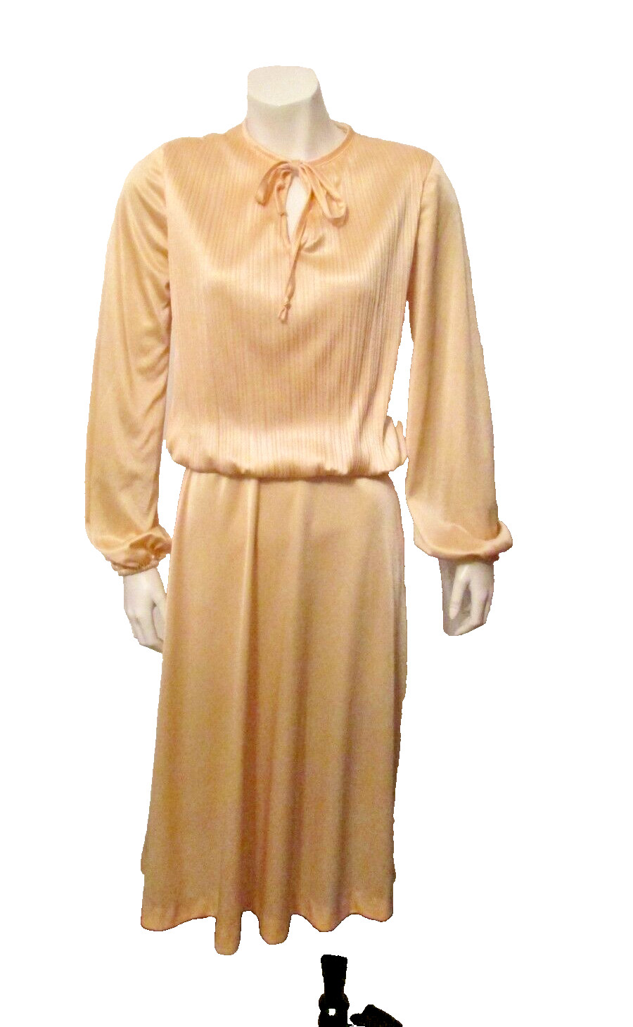 70’s Sue Brett Pleated Blouson Keyhole Disco Dance Clubwear Dress 7/8 USA made
