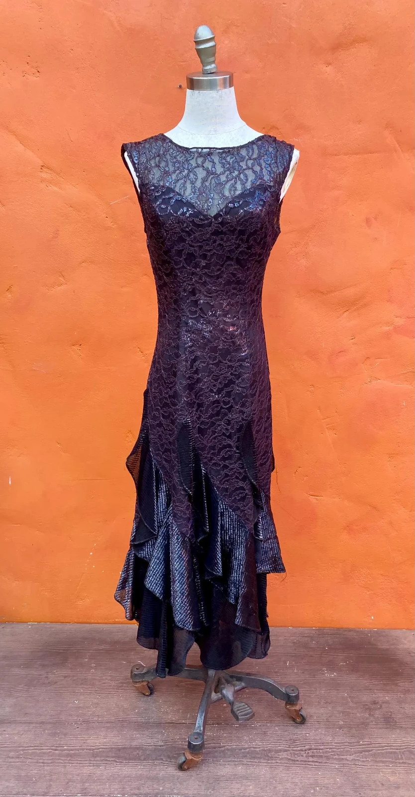 Vintage 1980s Prom Dress Pink Black hi low Strapless Evening Party Formal