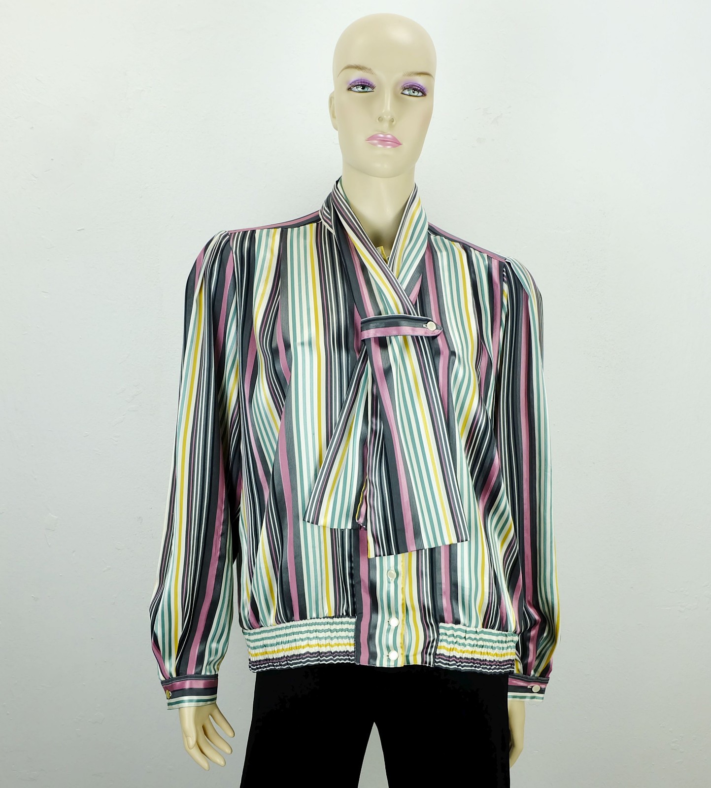 Striped 80s blouse satin blouse Lucia West Germany slip size M