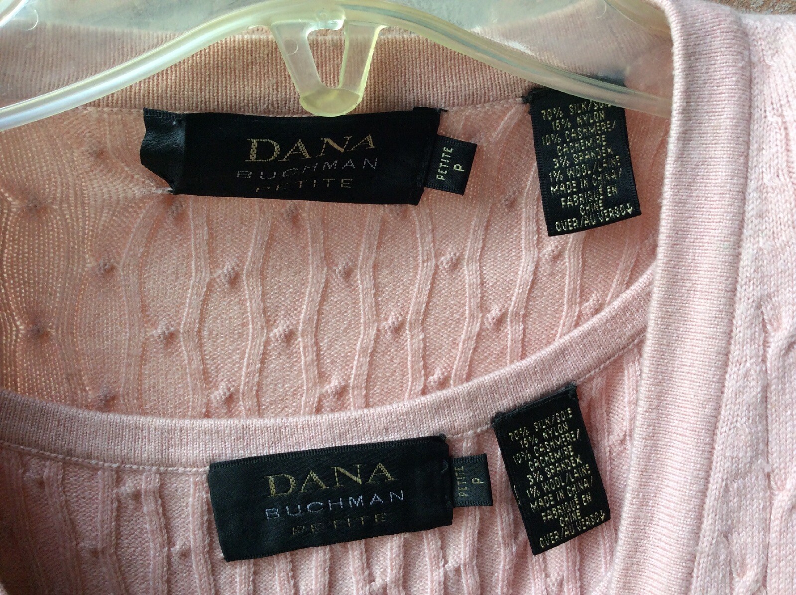 VTG 90s Dana Buchman Pink SILK/ CASHMERE Twin Sweater Set Sz P Petite Y2K