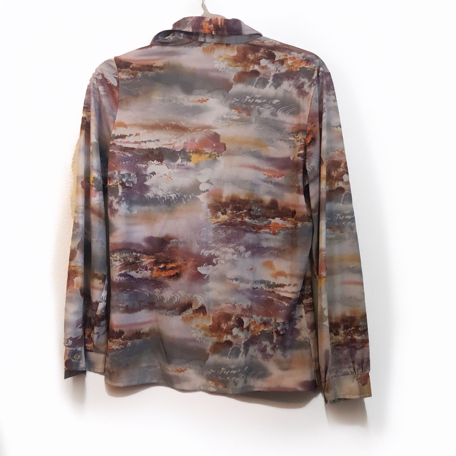 1970’s Abstract Waves Art Polyester Unisex Polyester Longsleeve Blouse