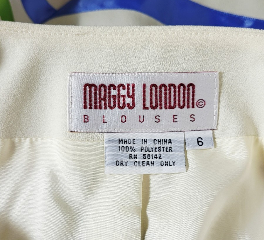 Vintage Satin Jewel Tone Metallic Ribbon Striped Blouse Jacket Maggy London