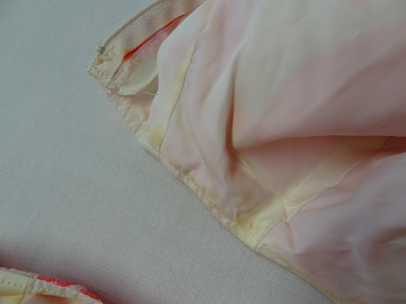 VTG XS Floral Dress Pink White Talon Zipper ILGWU Union Made in USA Long Maxi