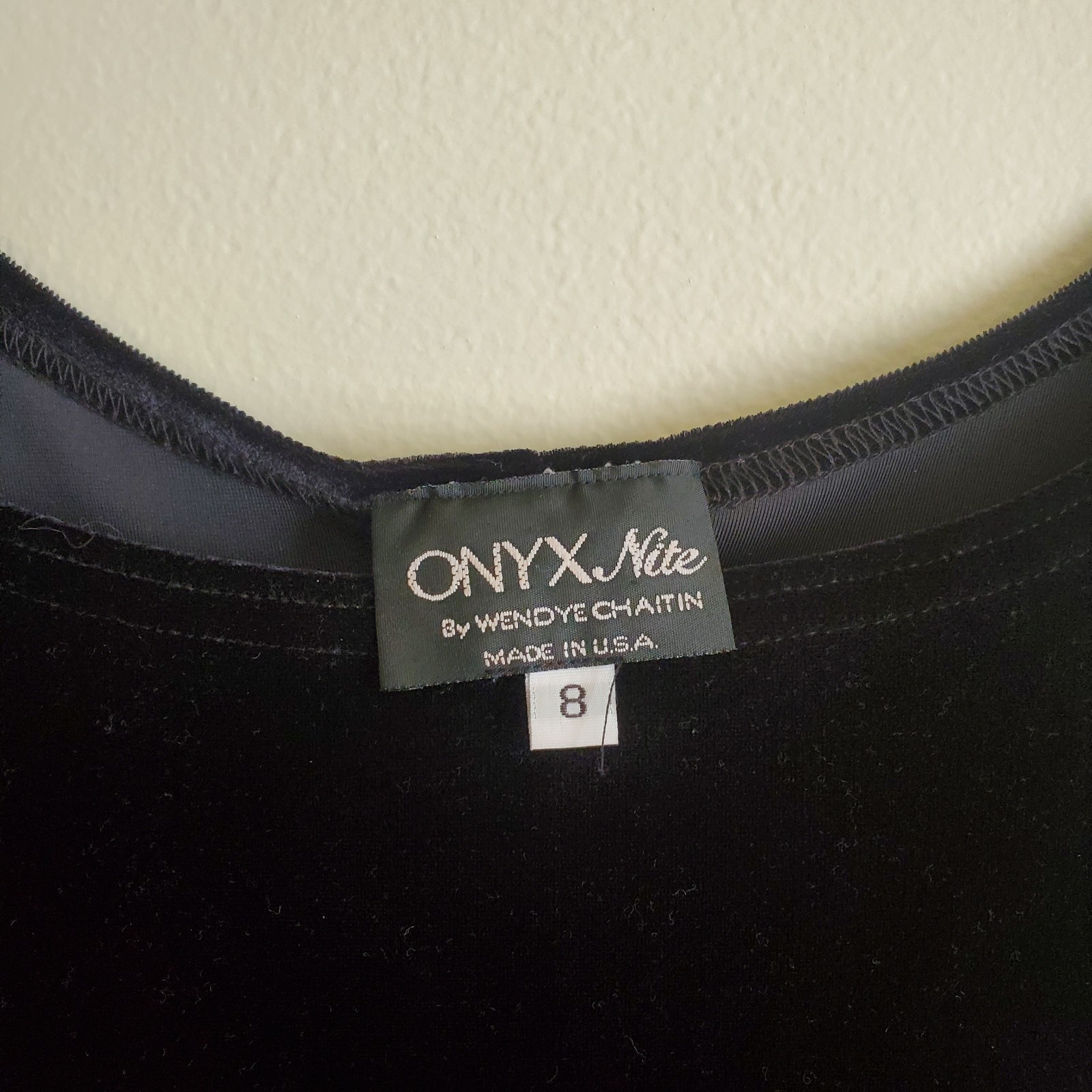 Vintage 90s Onyx Nite Black Velvet Strappy Mini Dress Size 8