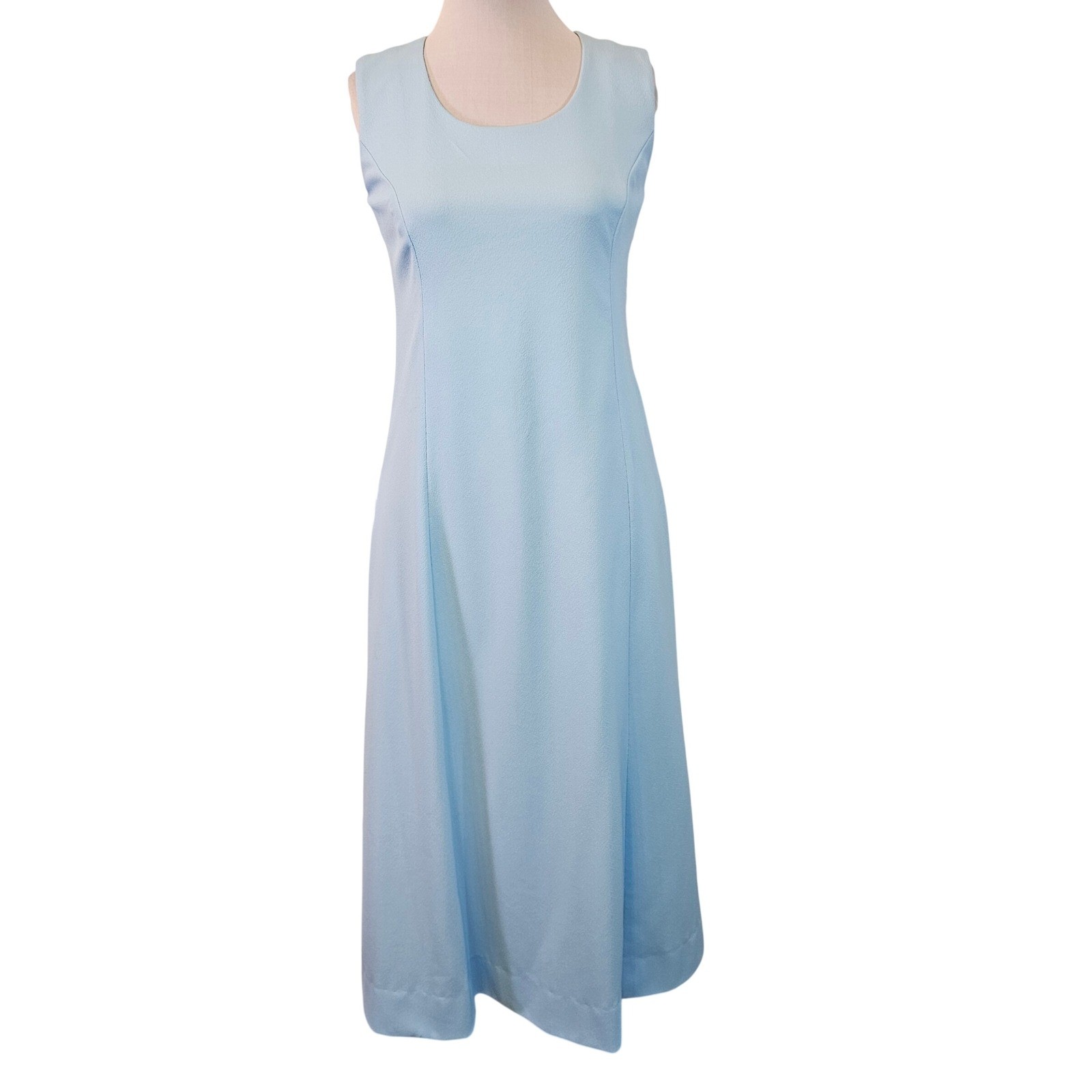 Vintage 1970s Emily Bundrick Blue Maxi Dress & Tie Jacket Set Mod Formal Size M