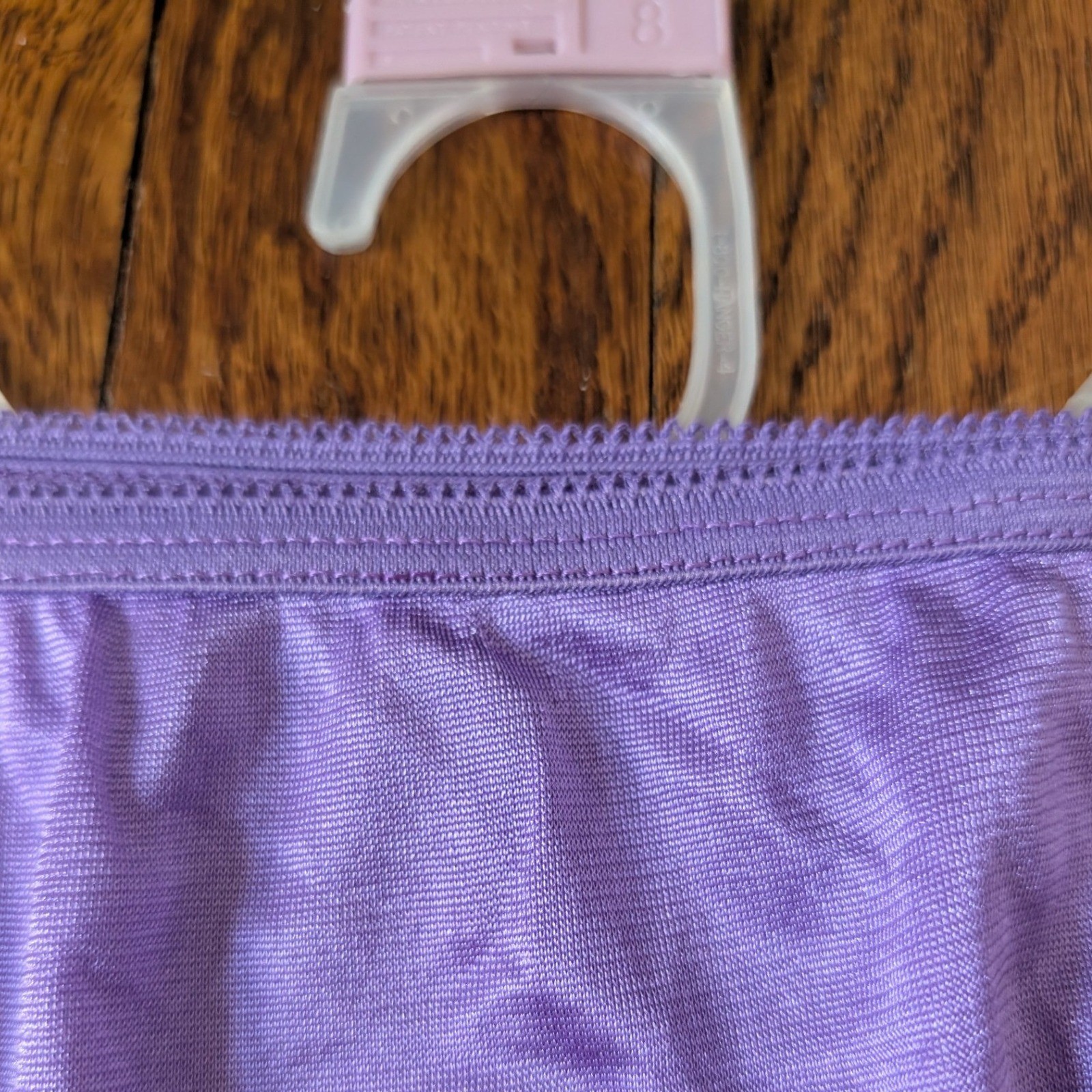 NEW Vtg Panties Purple High Waist Full Brief Nylon Picot Trim Women Size 8