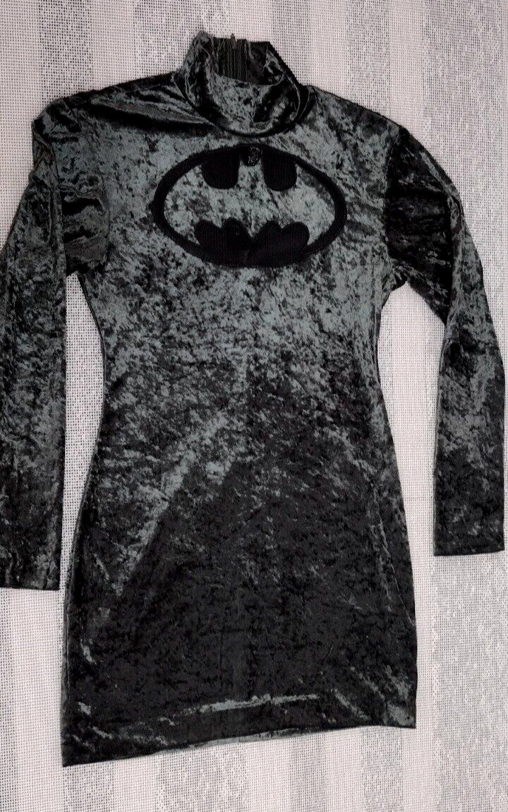 Rare ALL THAT JAZZ Dress Batman Bombshell Dress Small Bodycon Velvet 1989 1980s