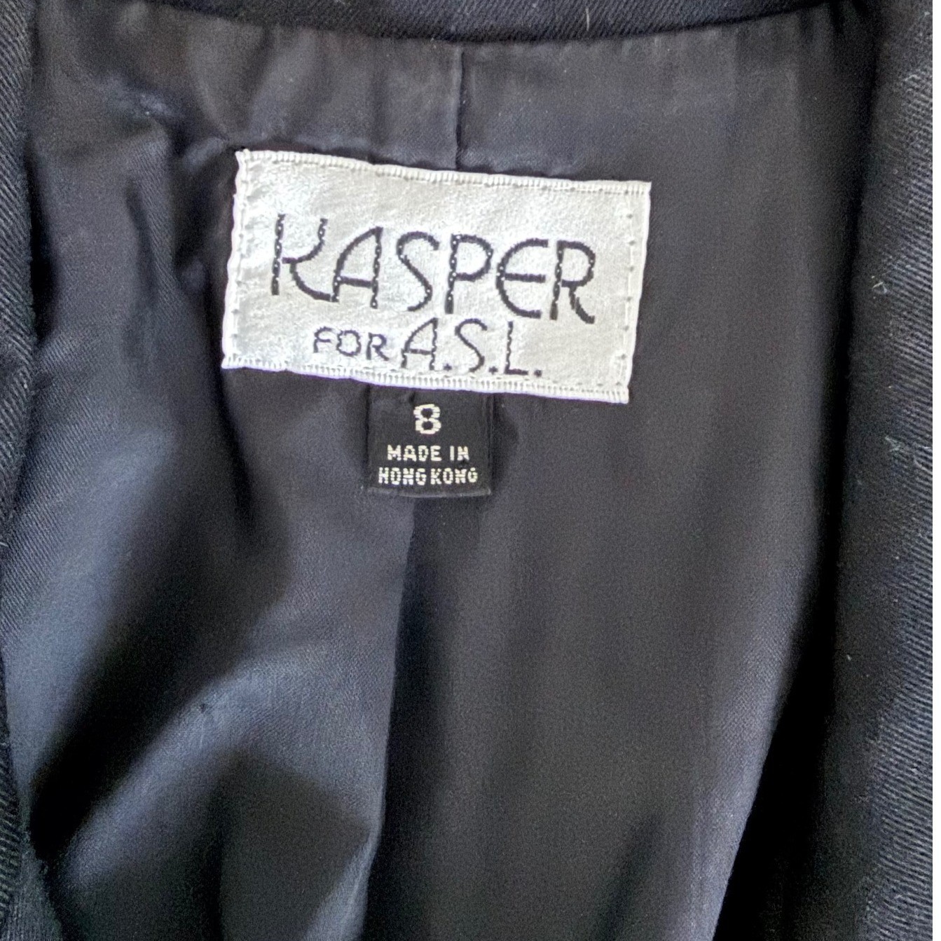 Kasper for ASL Vintage Black Double Breasted Blazer Dress Gold Buttons Size 8