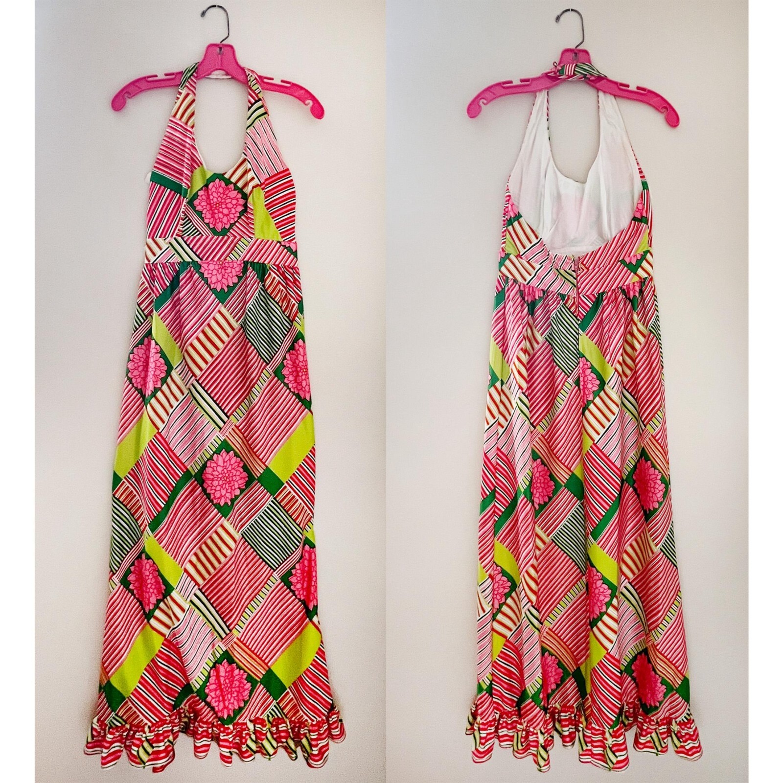 Ruth Norman for Gay Gibson MAXI Dress Size S/ 1970s Mod Halter Top Dress
