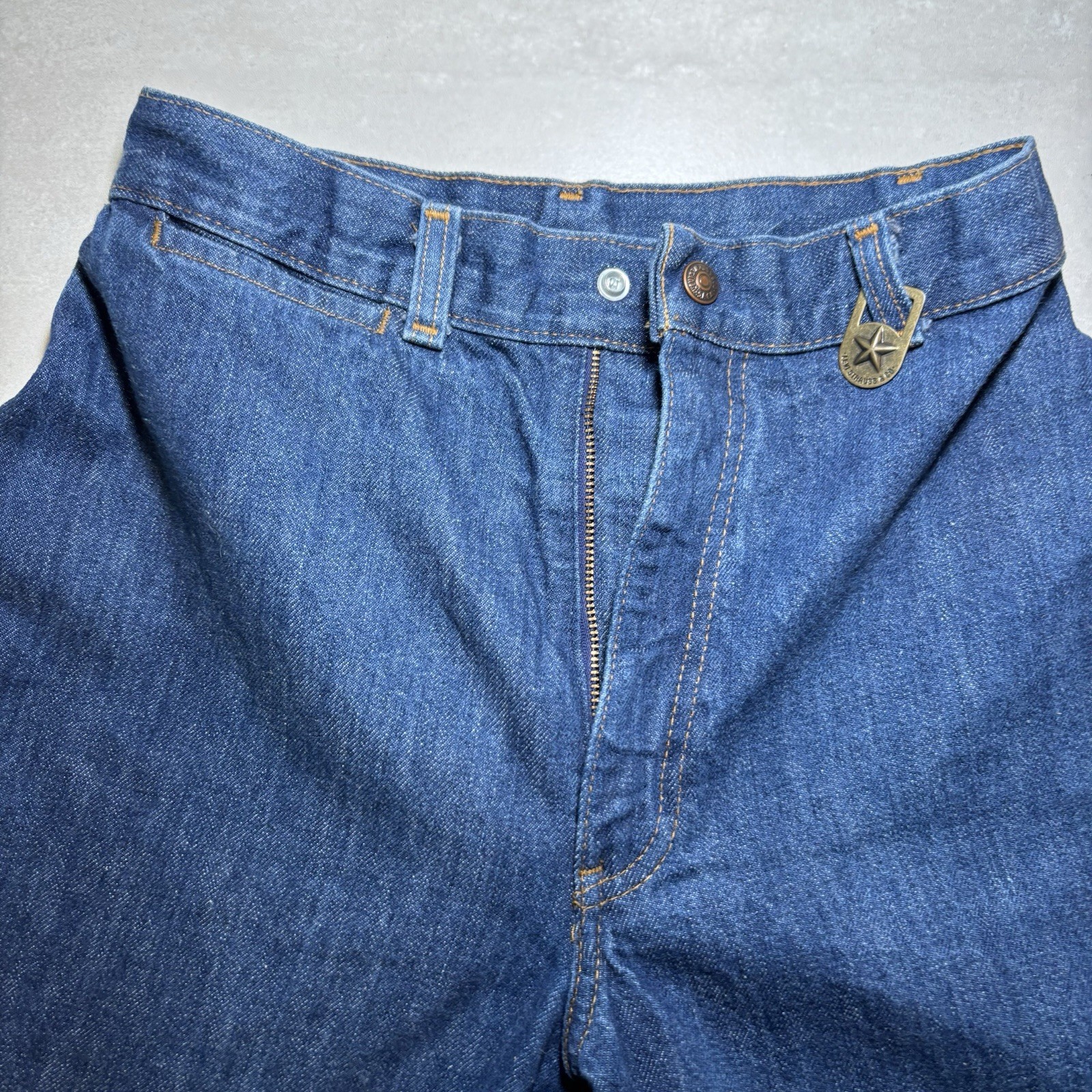 Women’s 70s Levi’s Dark Wash Wide Leg Jeans 1970s Sz 12 Orange Tab Denim