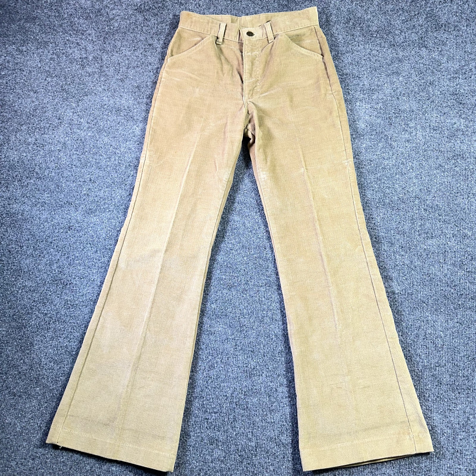 Vintage Lee Corduroy Pants 27×30 Brown Bell Bottom Stretch Talon Zip USA Made 70