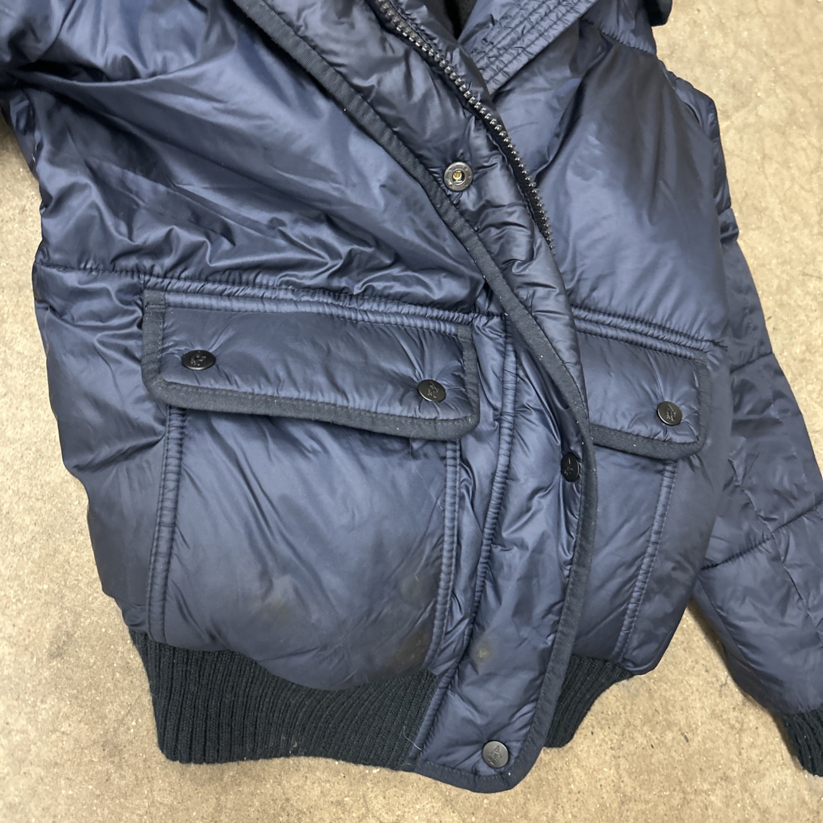 Vintage Y2K Abercrombie & Fitch Faux Fur Hood OG Blue Puffer Jacket Coat Size M