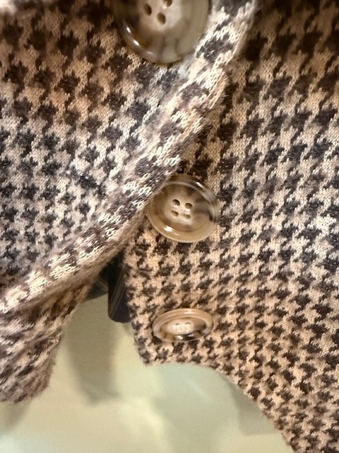 Vintage Ella Moss Mocha Brown Houndstooth Vest Shawl Collar 90’s Sz Medium