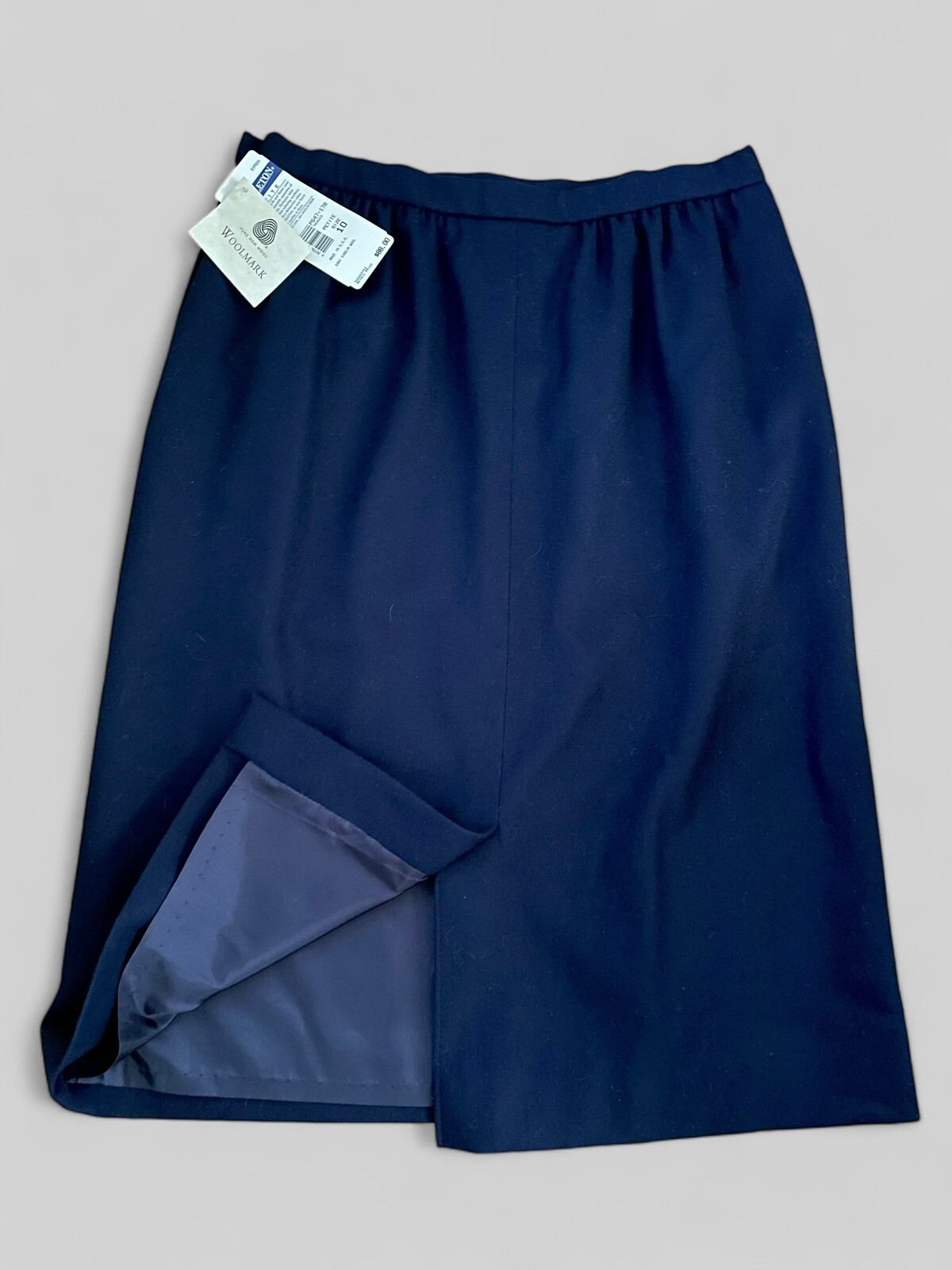 VTG Pendleton Wool Pencil Skirt Dark Navy Blue Secretary Minimalist DEADSTOCK 10