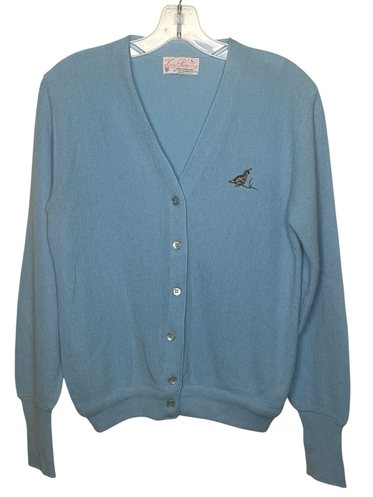 Lady Pickering Vintage Light Blue Vneck Cardigan Quail Sz L Kimberton Co