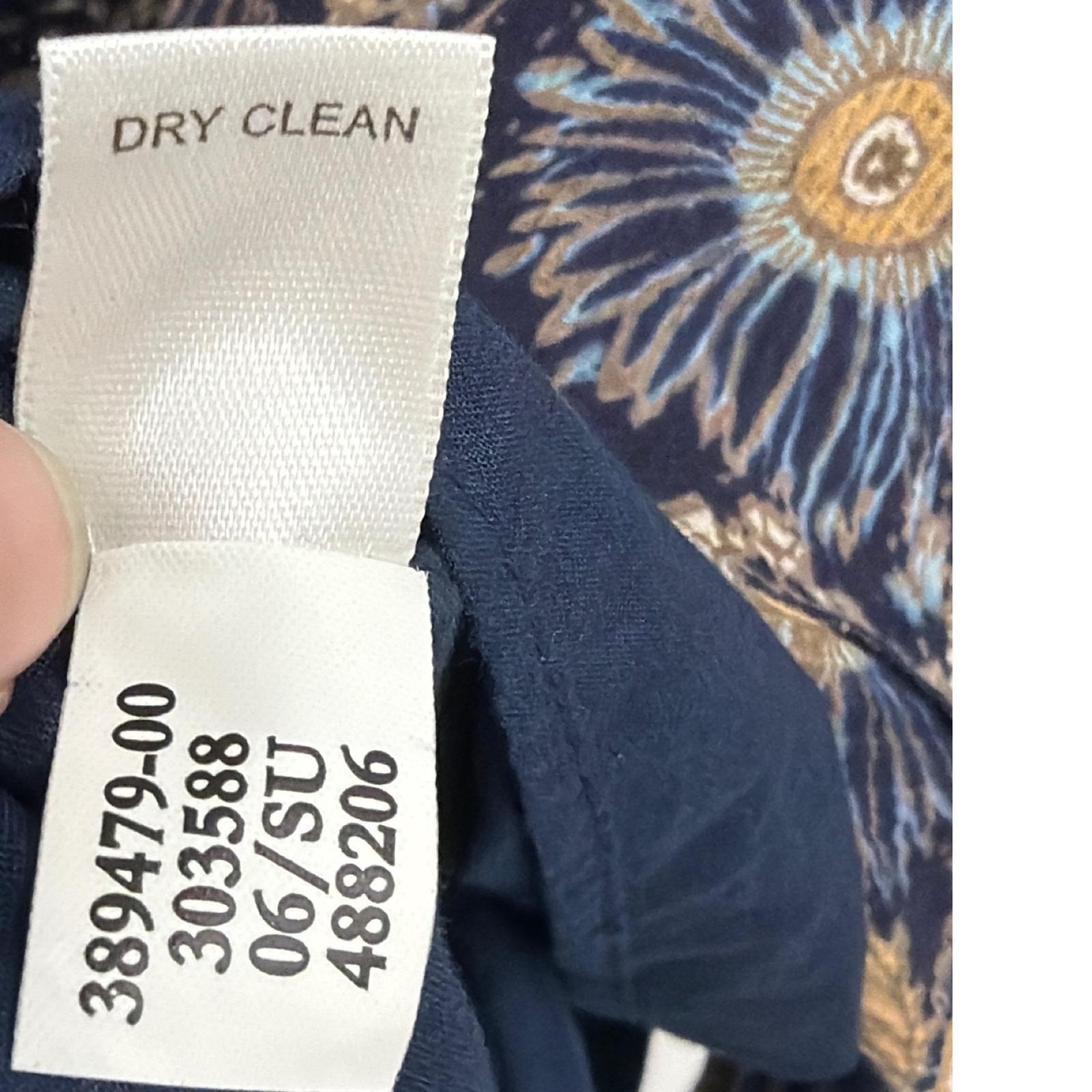 Vtg Banana Republic Navy Blue Floral Sunburst Cotton Midi Dress Size 14