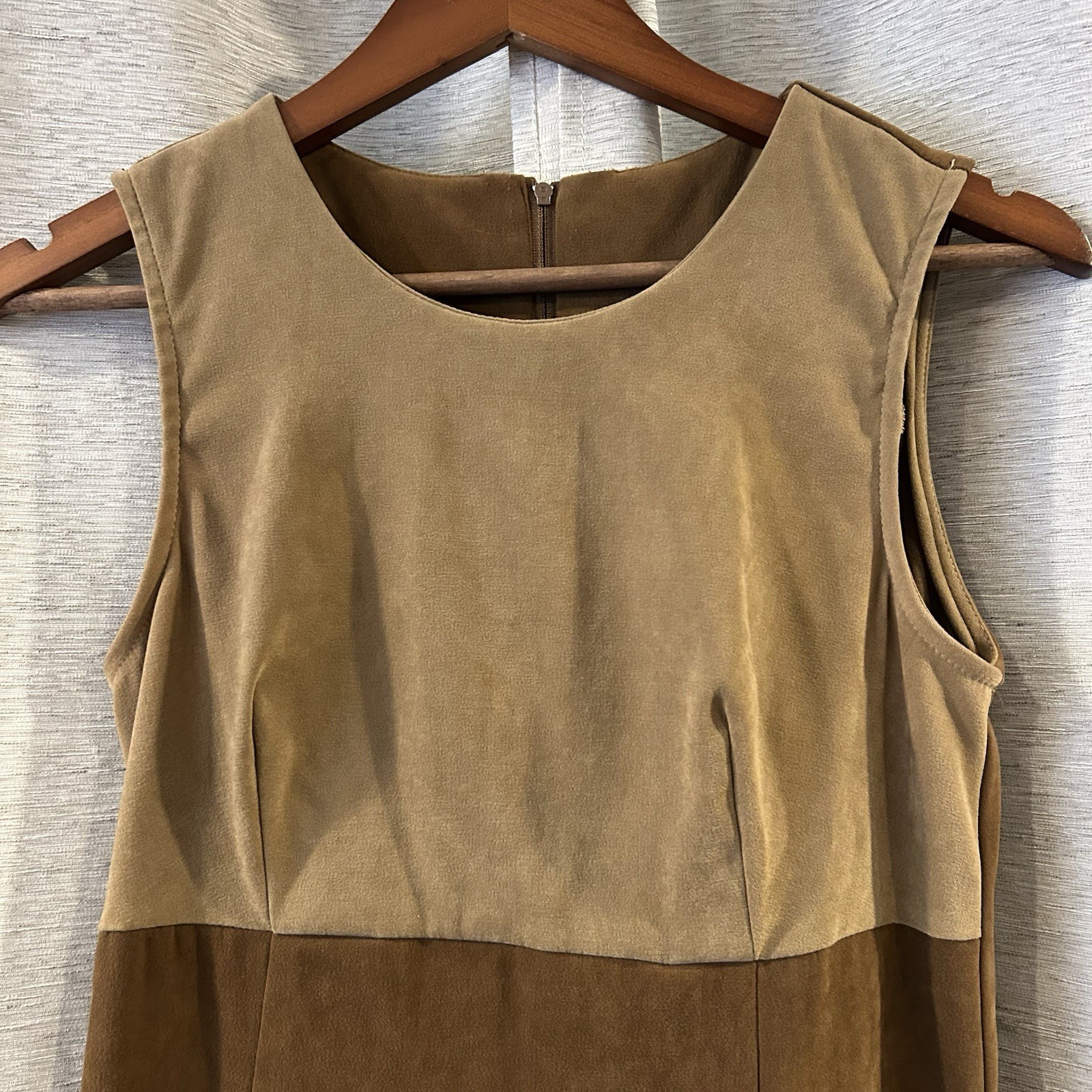 Vintage 80s Two Tone Brown Shift Dress Size 6