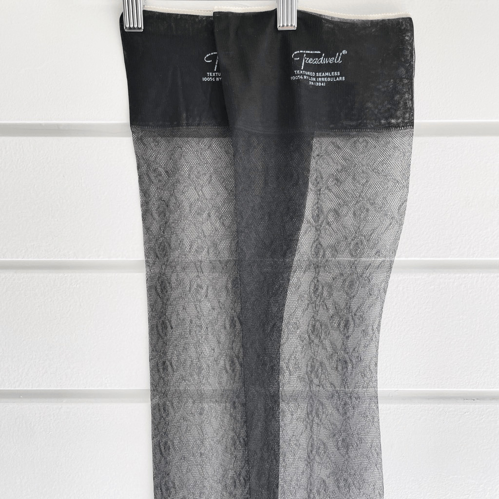 Vintage Hanes Treadwell Women’s Black Textured Seamless Thigh High Stockings Irr