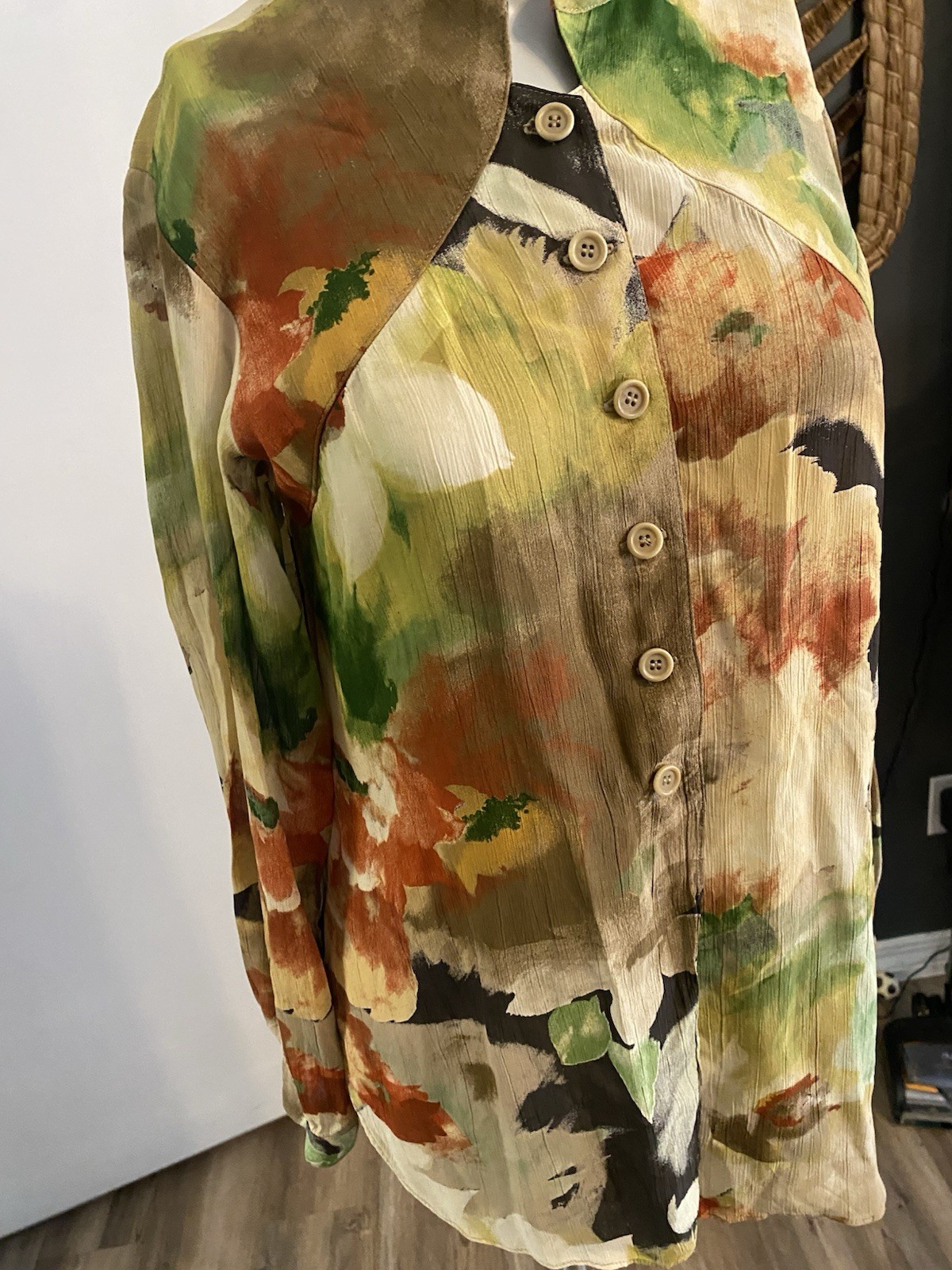 Vintage Dorothy Schoelen Platinum Wearable Art Watercolor Oversize Size S