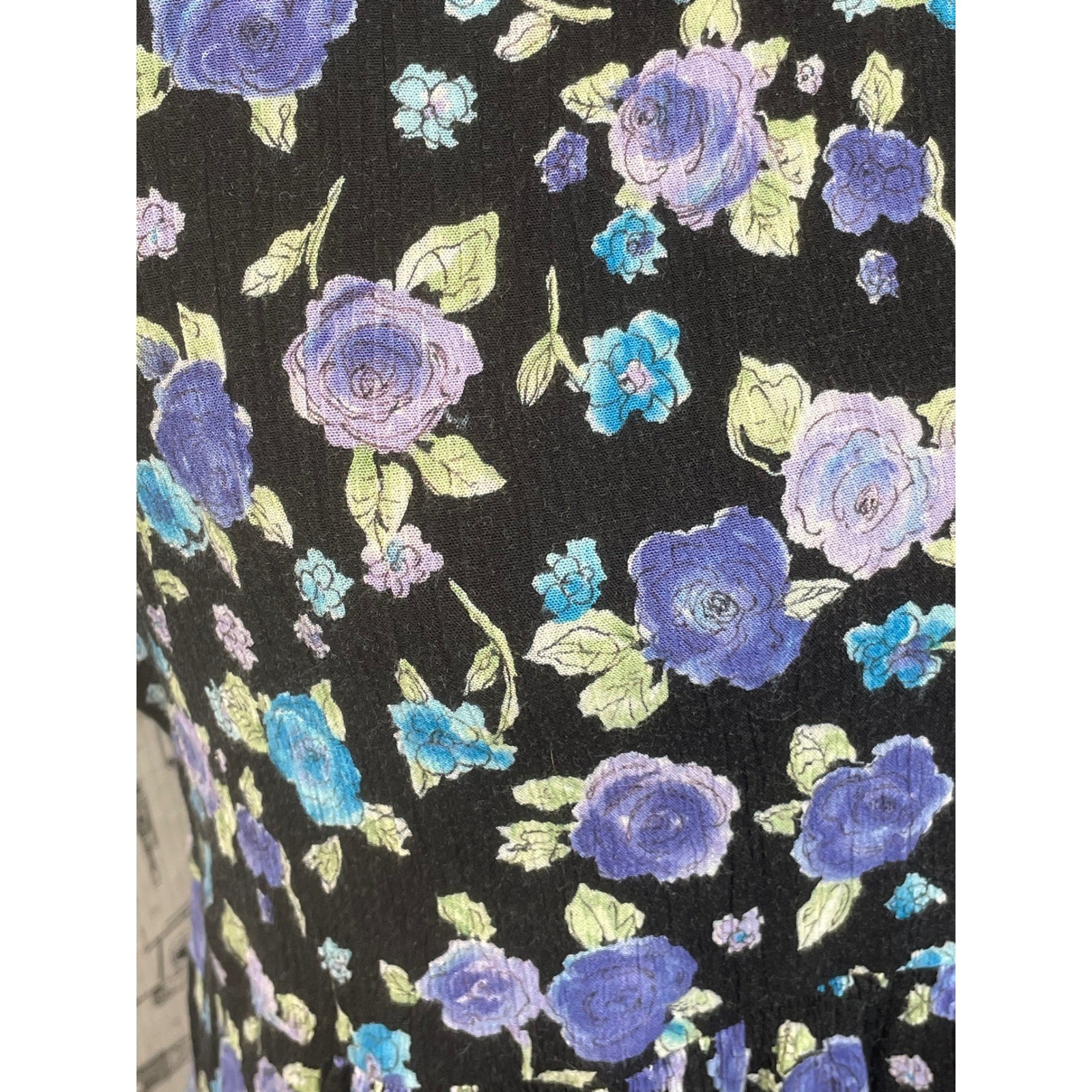 Petite Jazz Floral Maxi Dress 8 Black Purple Blue Vintage 90s Grunge Cottagecore