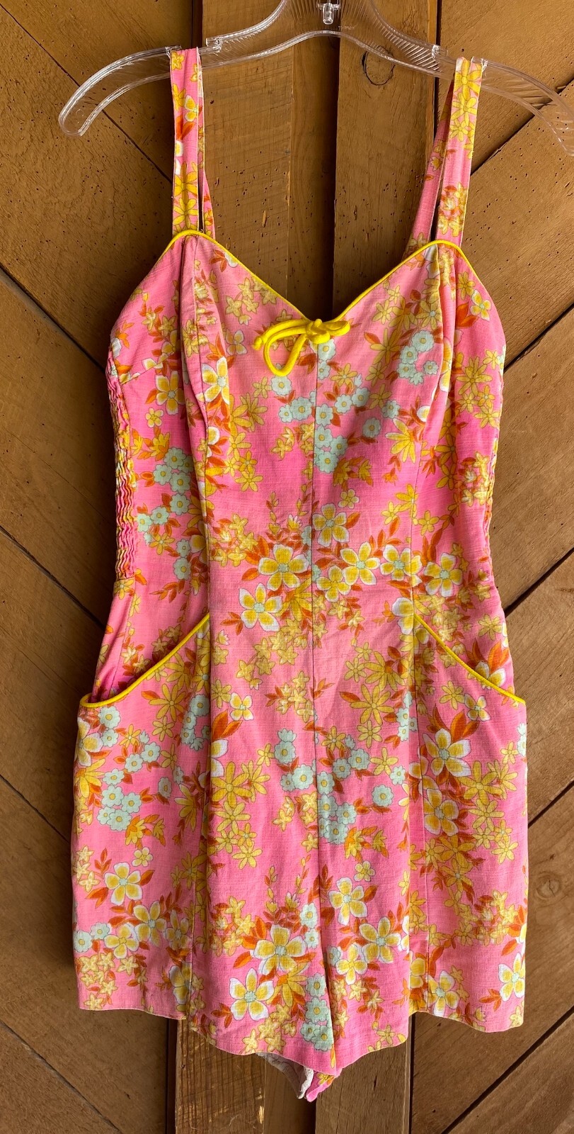 Vintage Beach Coverup Bathing Suit Floral One piece Jumper, playsuit