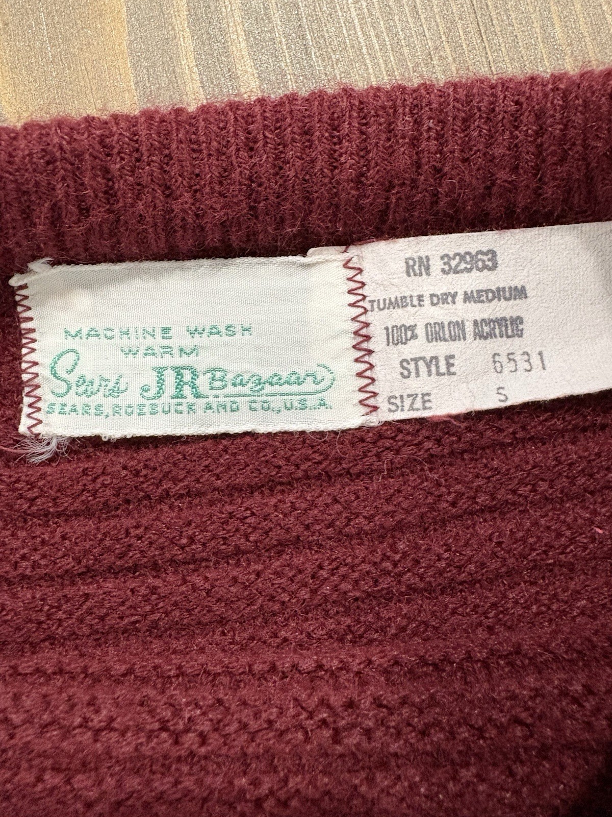Sears JR Bazaar Vintage Sweater 70s Size Small Womens Knit Ribbed Vtg