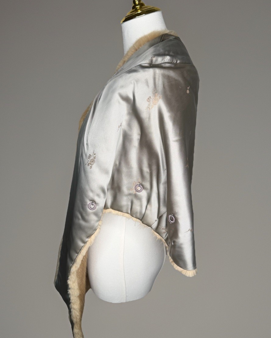 Vintage 50s Style Old Hollywood Fur Capelet Wrap Meier & Frank Tan Satin Lined