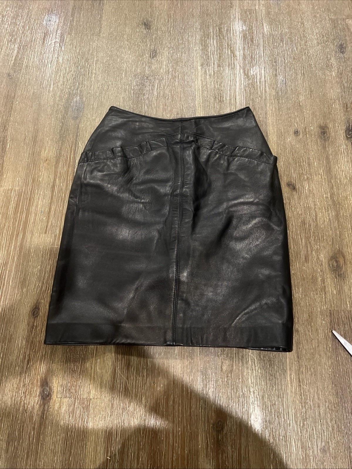 VINTAGE 70s / 80s Maglia Black LEATHER Midi Skirt, Y2K Fully Lined, Sz. P2 Punk