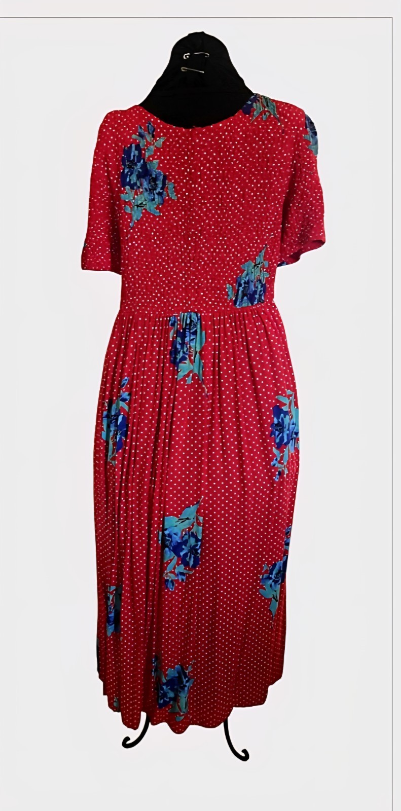 1980s Vintage STRETCHY Jeffrey And Dara By Linda And Evelyn Red Flowery Dress L