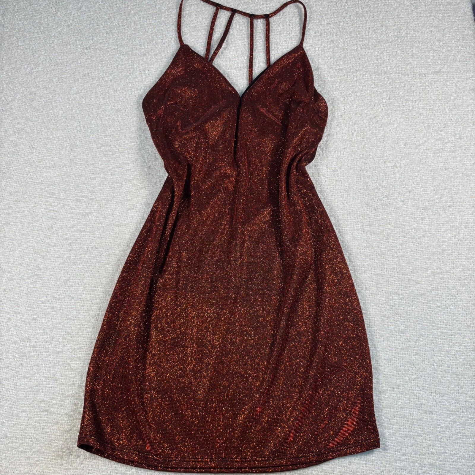 VTG Y2K charlotte russe red sparkle glitter mini dress 00s coquette party club