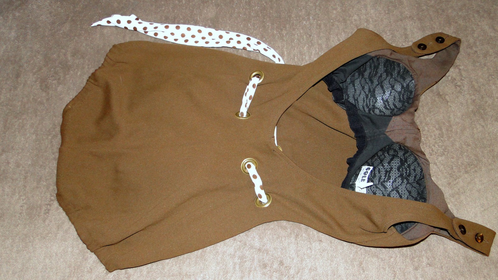 Vintage Cole of California Swim Suit w Polka Dot Belt Size 12 Bathing Suit