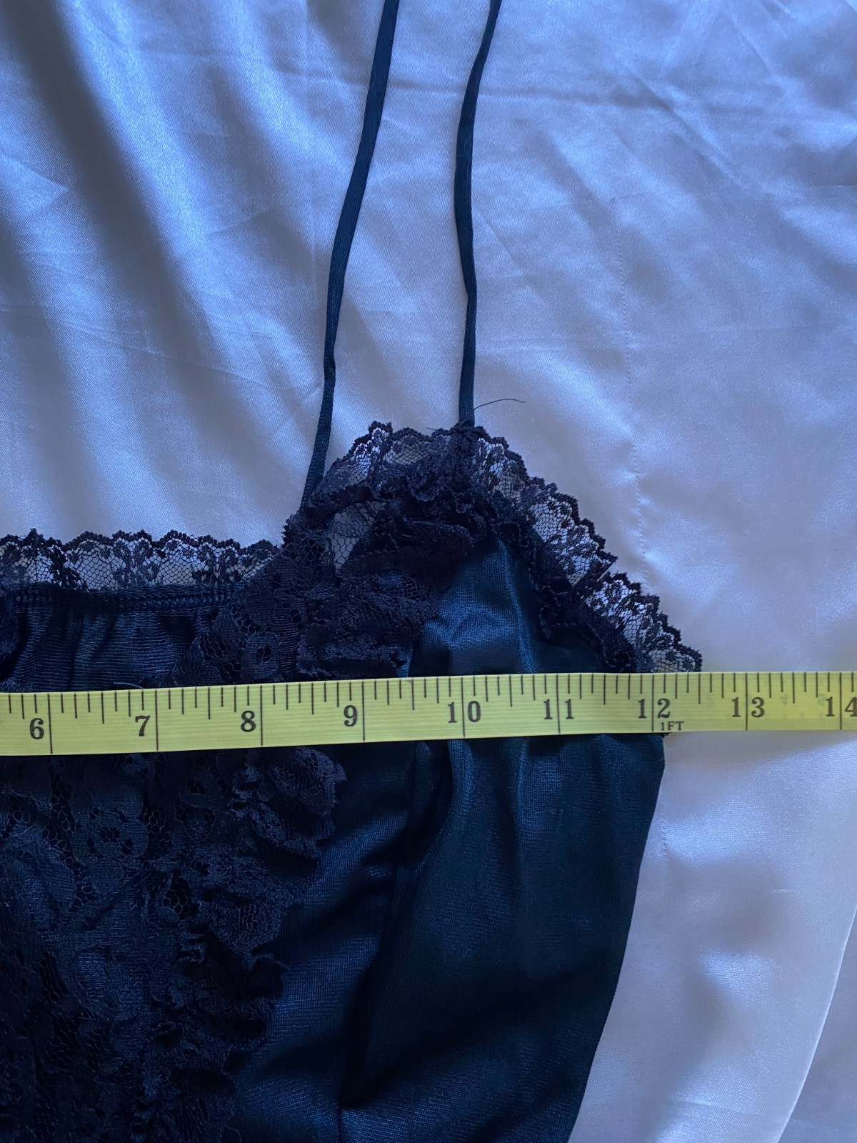 Vintage 1980s Black Lace Ruffle Frilly Sexy Cami XS Romantic