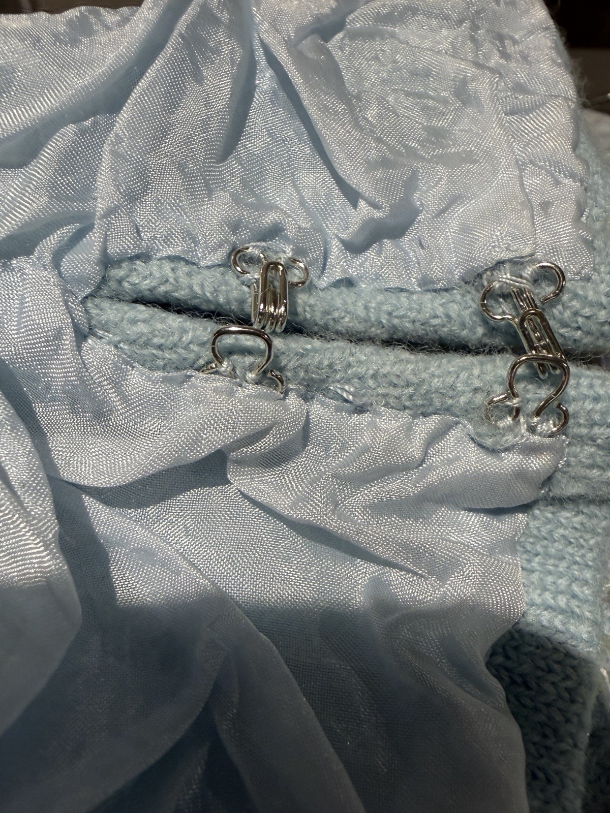 VTG 1950’S/60’S Beaded Shell Top. Icy Blue W/ Clusters Of Beads And Sequins Sz M