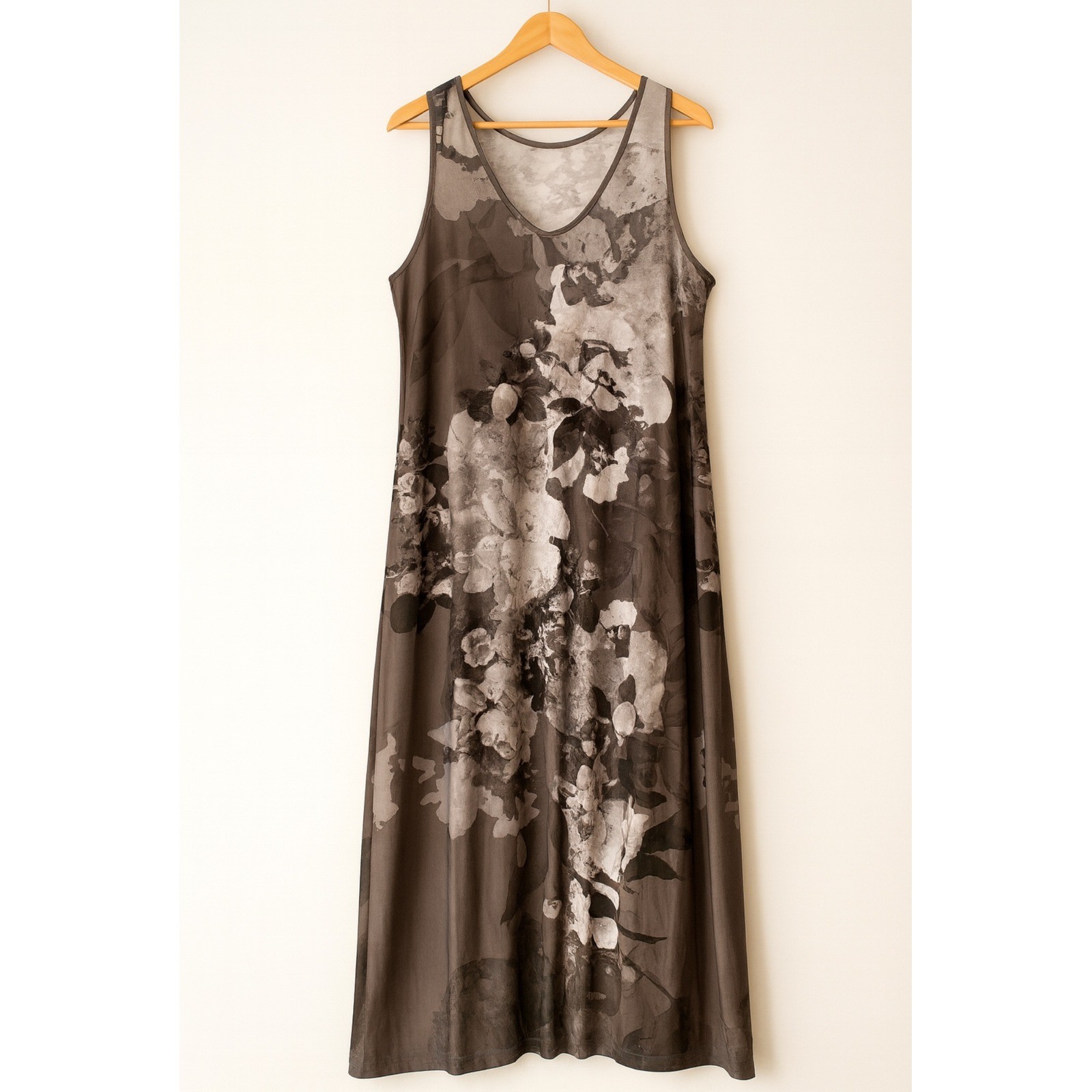 90s Vintage sz L Womens Apt 9 Black Floral Long VNeck Maxi Slip Dress Grunge Y2K