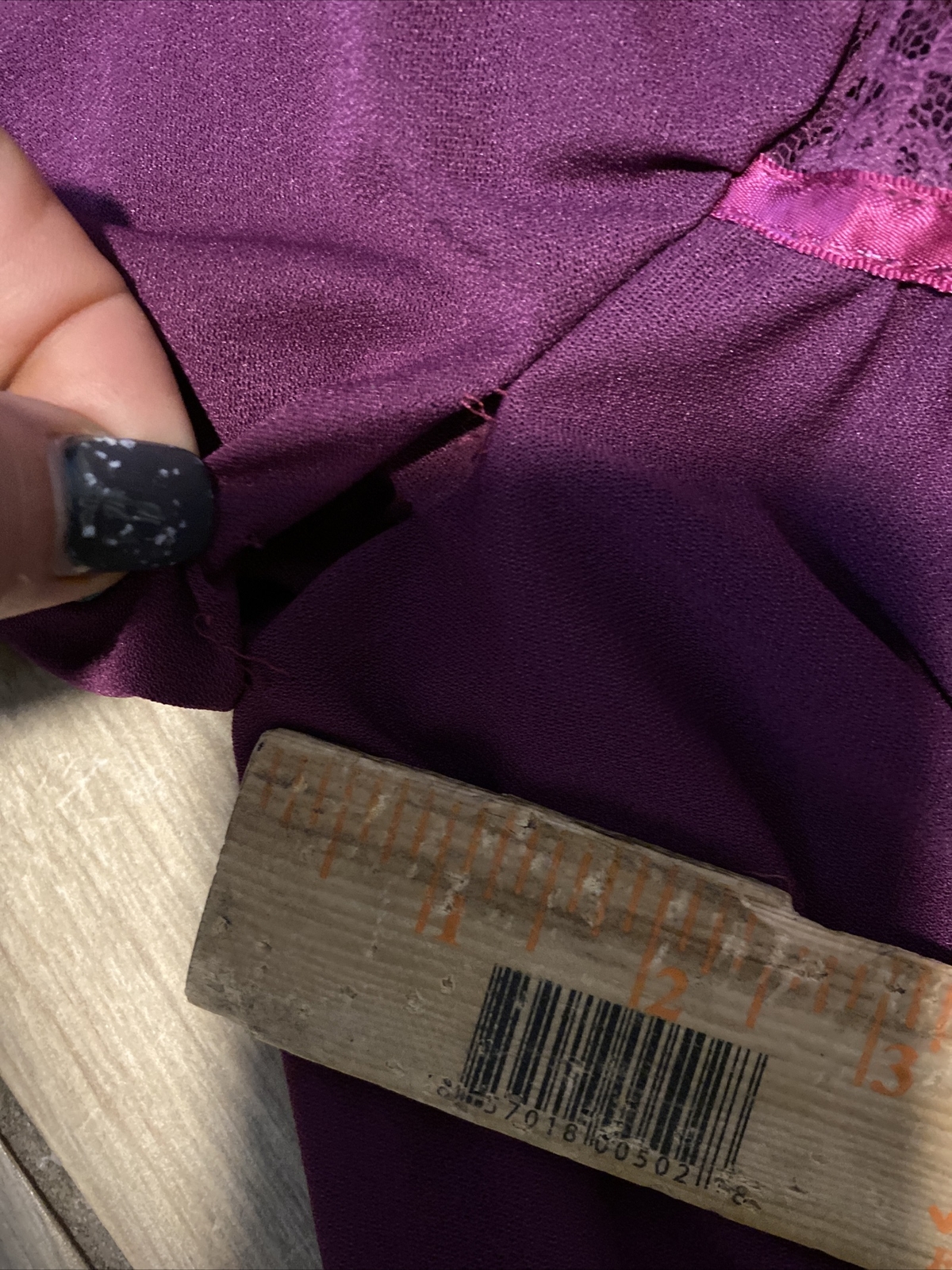 Jerri Gee Vtg 70’s S/S Lace/Ruffle Prairie Boho Victorian Dress Sz 7 PURPLE Y8