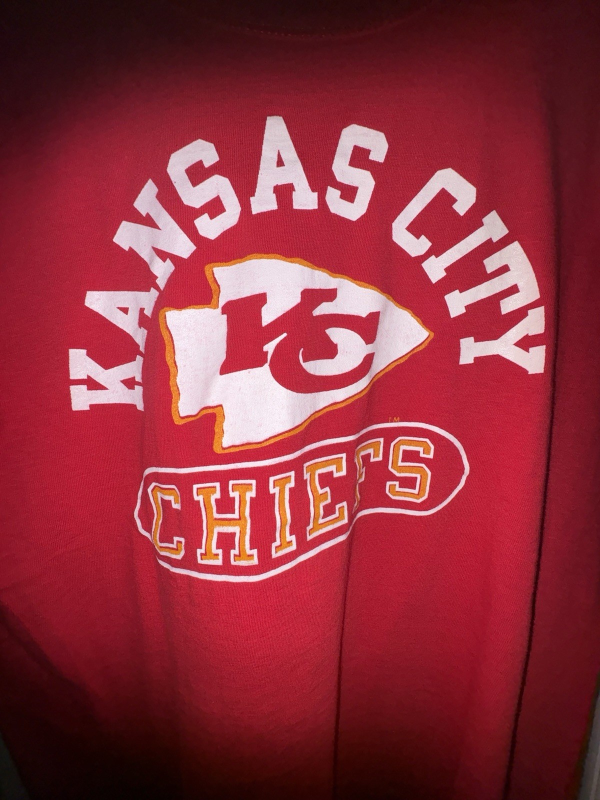 1970s Vtg Red Champion Kansas City Chiefs t-shirt Sz M w/white and yellow logo