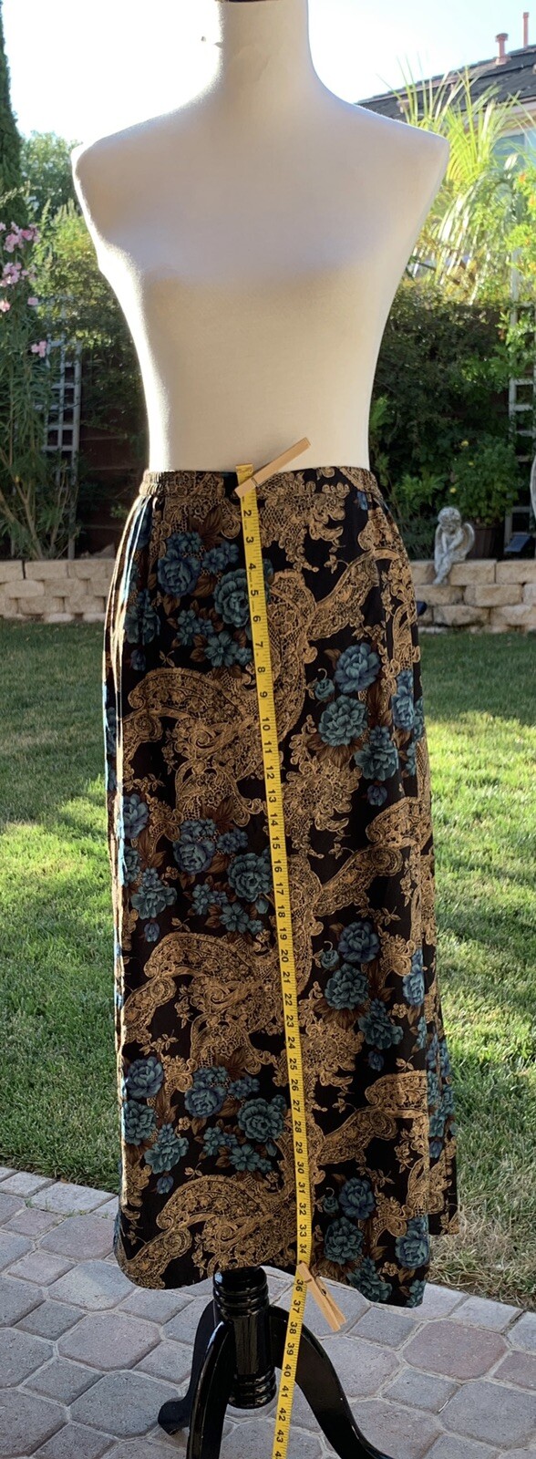 Skirt Vintage Laura Scott Maxi Skirt Plus Size:16Wide Brown Blue Print 1960’s