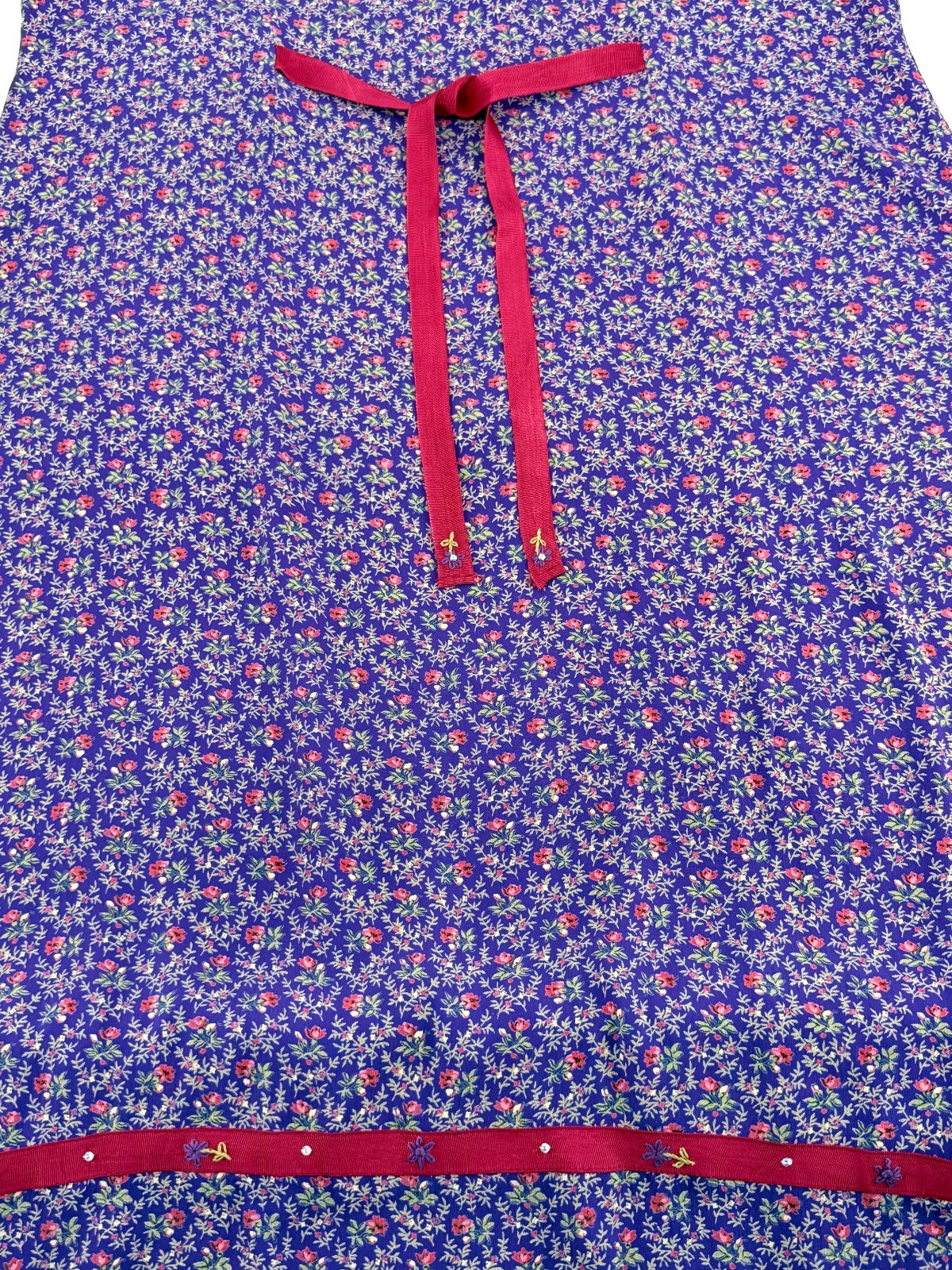 VTG 90s April Cornell Purple Ditsy Floral Rayon Maxi Shift Dress XL Cottagecore