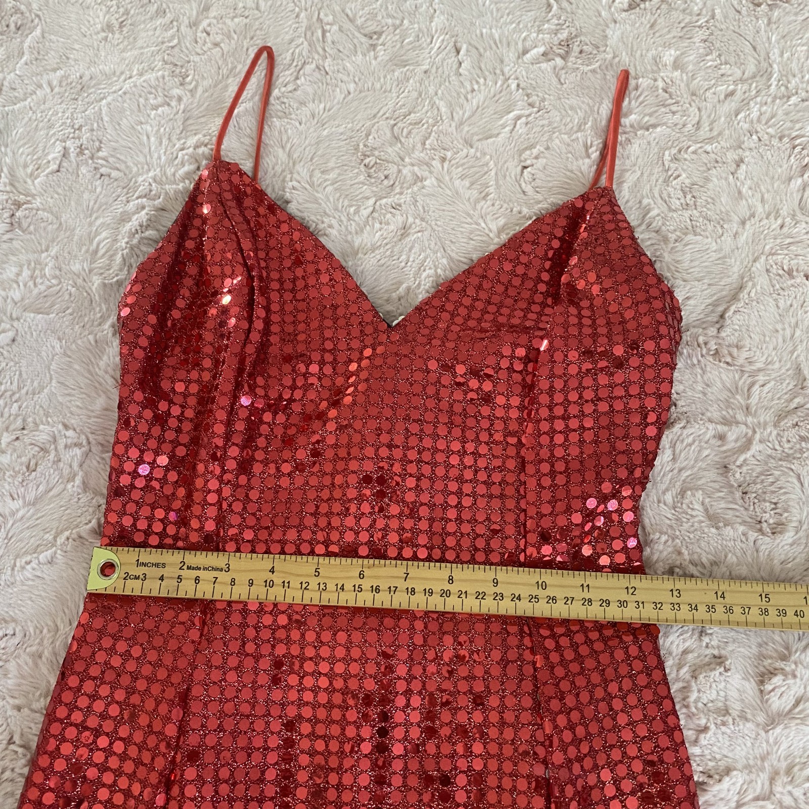 Vintage Roberta Womens 5 Red Sequin Mini Dress Party Cocktail Spaghetti Strap