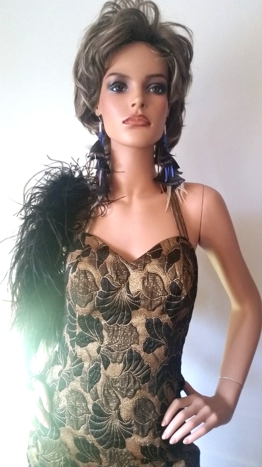 HOLLYWOOD DIVA BOMBSHELL CHINESE INFLUENCE DECO FLORAL 40s COCKTAIL DRESS M