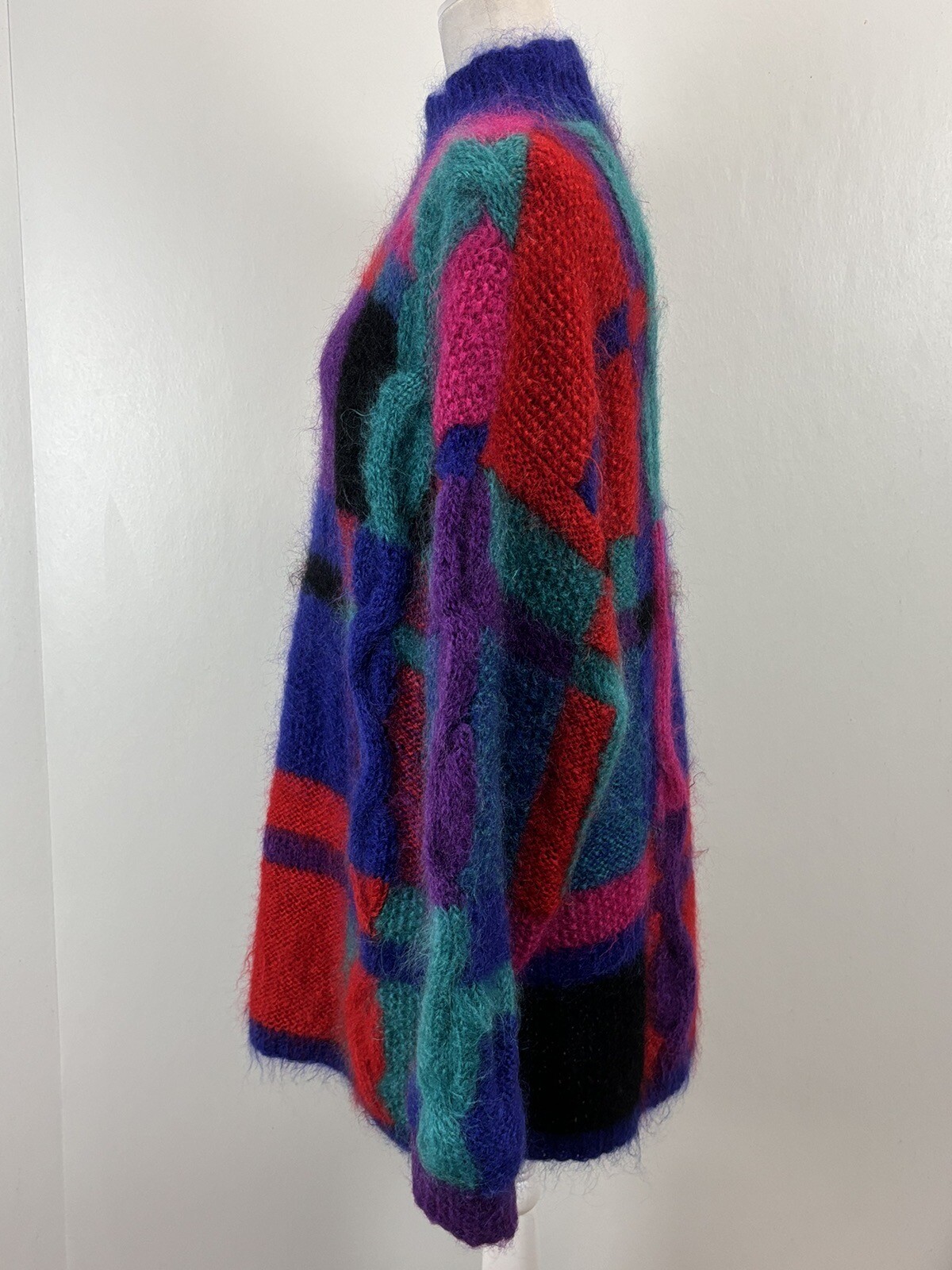 VTG Pop Art Mod Wild Classiques Entier 80% Mohair Tunic Sweater Colorful Large