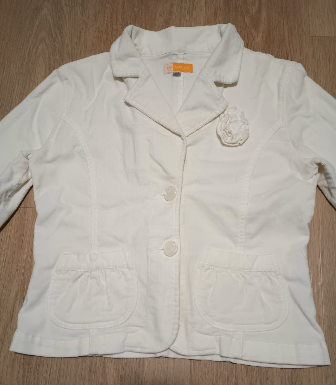 Vtg 90s TULLE Soft Stretch Ramie Cotton White Corduroy Blazer Jacket career M