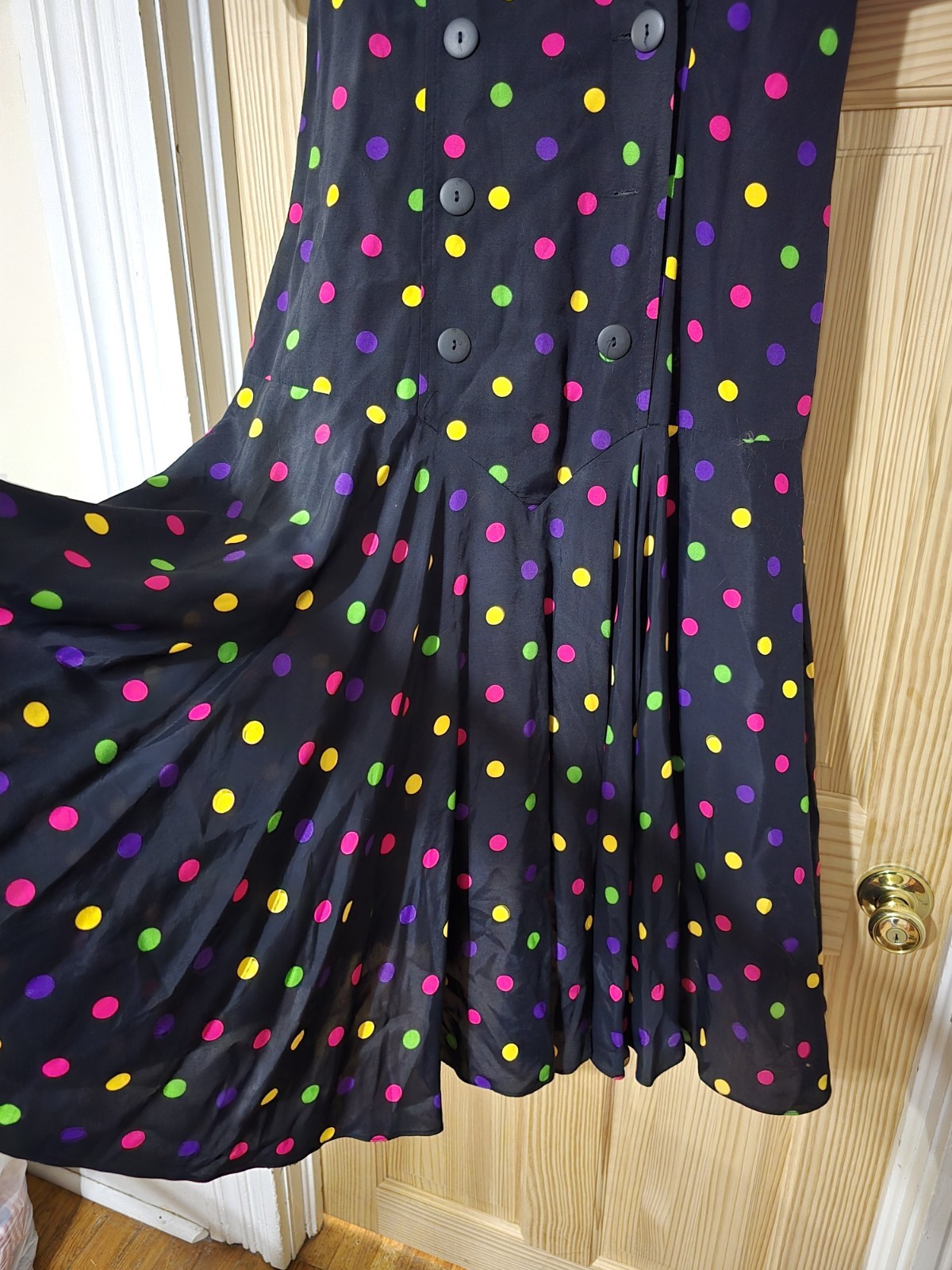 1980’s Phoebe Brand Black Dotted Dress With Flaired Skirt Stranger Things