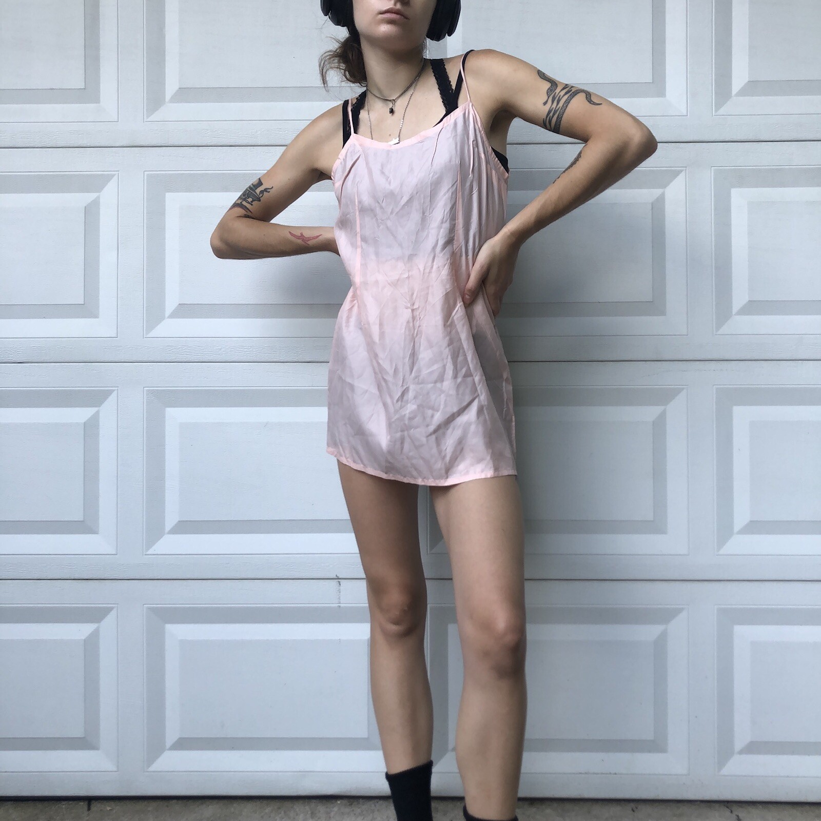 Vtg 90’s Anna Sui Henri Bendel NY baby Pink Slip Dress Lingerie Size S Design AS